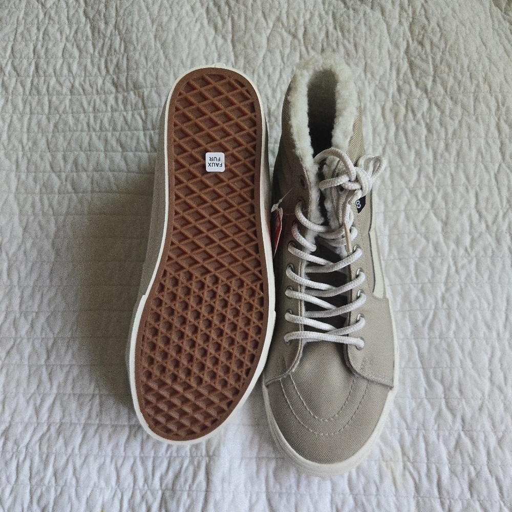 Vans Sk8 Hi Cordura Women Size 10 Tan And White High Top 012026 - Picture 5 of 9